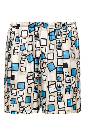 Prada geometric-print swim shorts - White