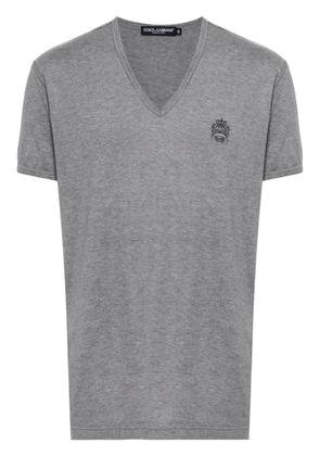 Dolce & Gabbana logo-embroidered cotton T-shirt - Grey