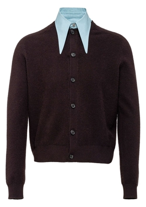 Prada collar-detail cashmere cardigan - Brown