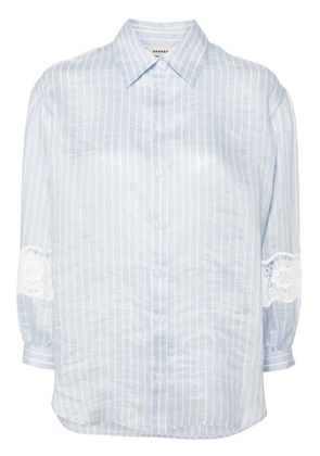 SANDRO pinstriped linen-blend shirt - Blue