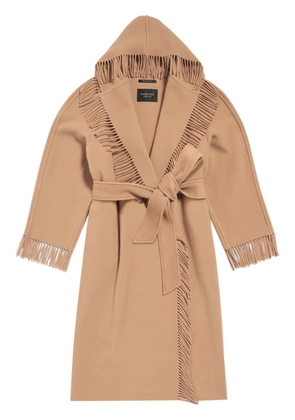 Balenciaga fringed hooded virgin-wool coat - Neutrals