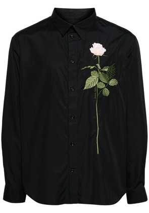 Simone Rocha rose-embroidered cotton shirt - Black