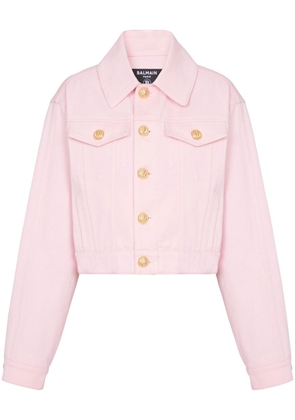 Balmain cropped denim jacket - Pink