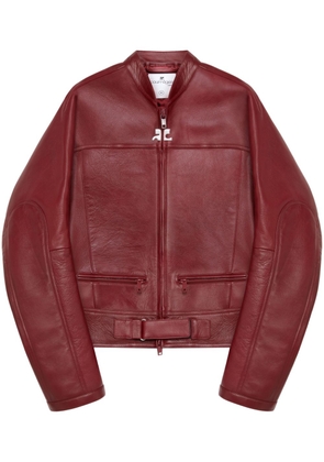 Courrèges Scuba leather biker jacket - Red