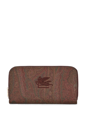 ETRO logo-embroidered leather wallet - Brown