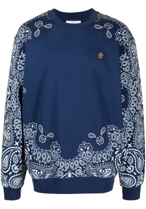 Philipp Plein bandana-print cotton sweatshirt - Blue