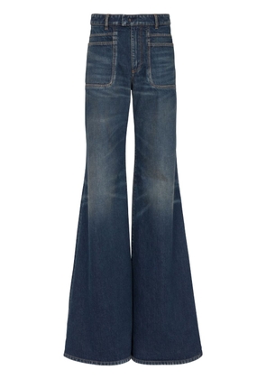 Balmain logo-patch wide-leg jeans - Blue