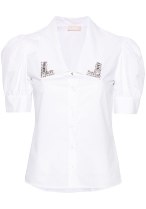 LIU JO rhinestone-embellished cotton shirt - White