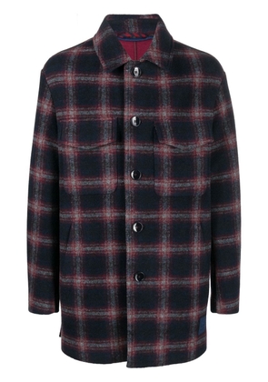 ETRO check-pattern single-breasted coat - Blue