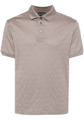 Emporio Armani monogram-jacquard cotton polo shirt - Grey
