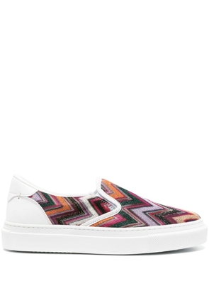 Missoni zigzag-pattern lurex-detail sneakers - White