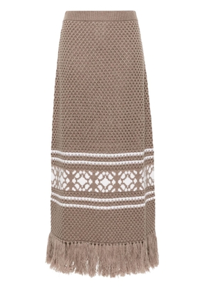 Max Mara intarsia-knit A-line maxi skirt - Brown