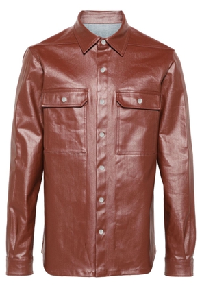 Rick Owens press-stud coated shirt jacket - Brown