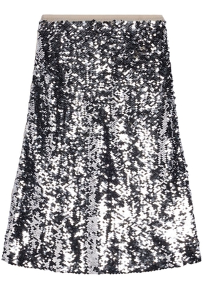 AMI Paris sequin-embellished silk midi skirt - Silver