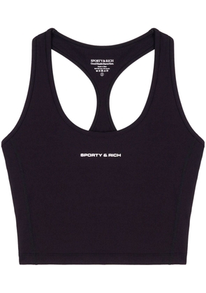 Sporty & Rich logo-print cropped tank top - Black