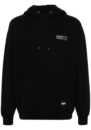 Neighborhood logo-embroidered cotton hoodie - Black