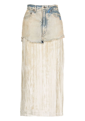 Maison MIHARA YASUHIRO high-waisted layered velvet skirt - Blue