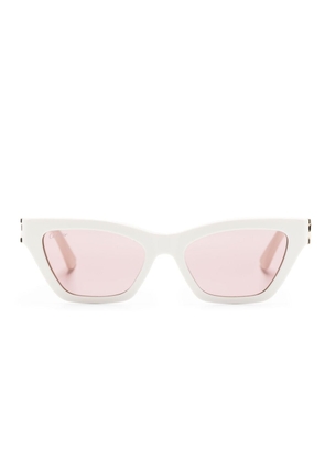 Cartier Eyewear logo-plaque cat-eye frame sunglasses - White