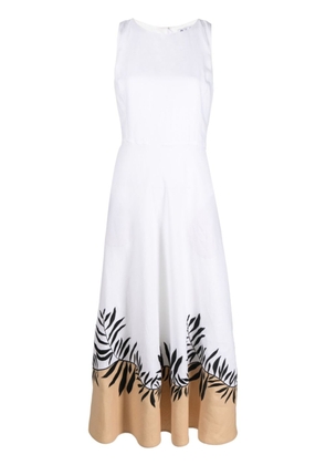 Loro Piana botanical print linen midi dress - White