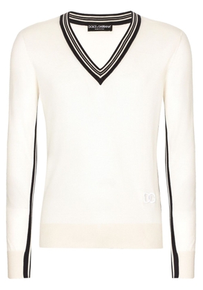 Dolce & Gabbana stripe-tipped silk jumper - White