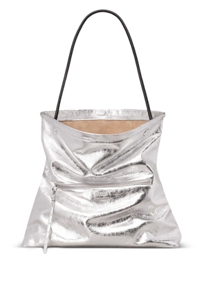 AMI Paris Maxi Grocery leather tote bag - Silver