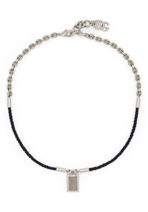 Dolce & Gabbana logo-engraved statement-pendant necklace - Blue