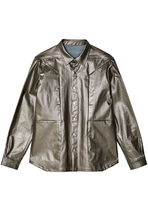 Rick Owens Fogpocket high-shine shirt jacket - Silver