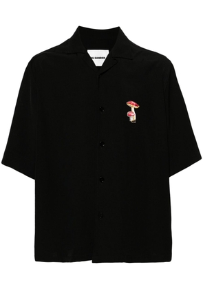 Jil Sander + mushroom-embroidered bowling shirt - Black