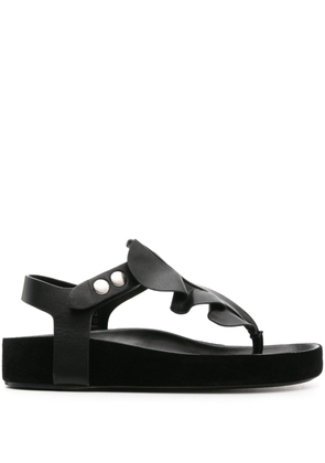 ISABEL MARANT Isela ruffle-trim leather sandals - Black