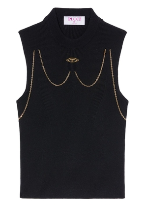 PUCCI chain-embellished rib-knit top - Black