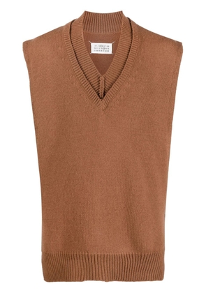 Maison Margiela layered knitted vest - Brown
