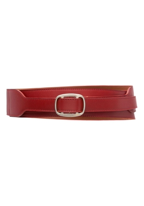 Jejia logo-debossed leather belt - Red