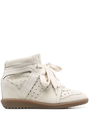 ISABEL MARANT calf suede lace-up sneakers - Neutrals