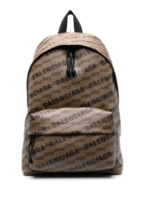 Balenciaga monogram-print coated canvas backpack - Brown