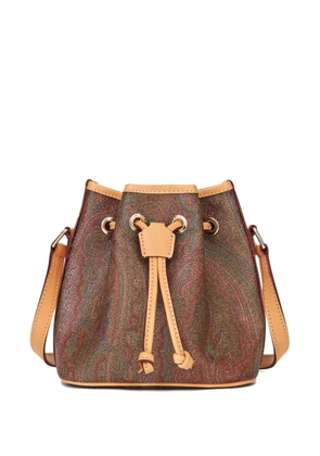 ETRO small Paisley coated-finish bucket bag - Brown