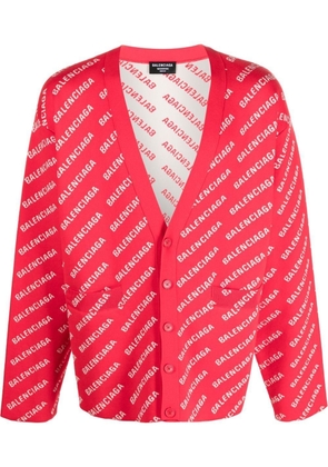 Balenciaga mini all-over logo print cardigan - Red