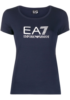 Ea7 Emporio Armani logo-print scoop neck T-shirt - Blue