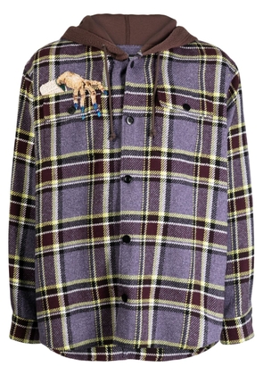 Undercover check-pattern slouch-hood shirt jacket - Multicolour
