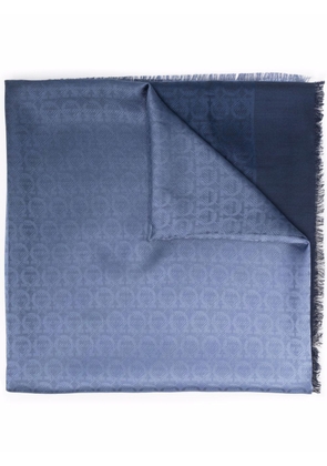 Ferragamo logo-jacquard silk-blend scarf - Blue