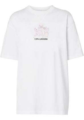 Burberry embroidered deer oversized T-shirt - White