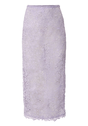Carolina Herrera floral-lace midi skirt - Purple