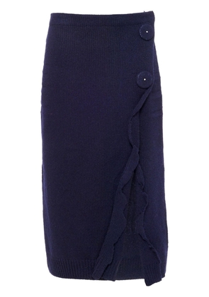 Prada side-split wool-cashmere skirt - Blue