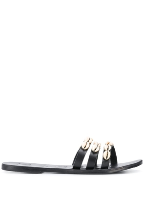 Manebi shell trim flat sandals - Black