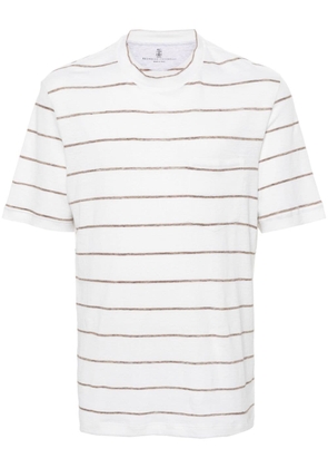 Brunello Cucinelli crew-neck striped T-shirt - White