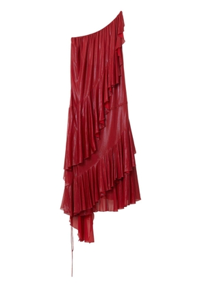 Burberry one-shoulder ruffled dress - Red