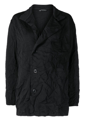 Y's crinkle-effect button-up jacket - Black