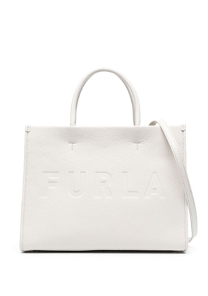 Furla embossed-logo leather tote bag - Neutrals