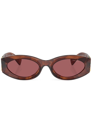 Miu Miu Eyewear logo-lettering oval-frame sunglasses - Brown