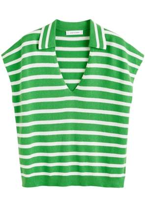 Chinti & Parker striped knitted polo top - Green