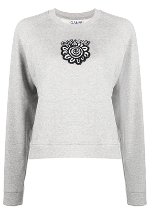 GANNI logo-print cotton sweatshirt - Grey
